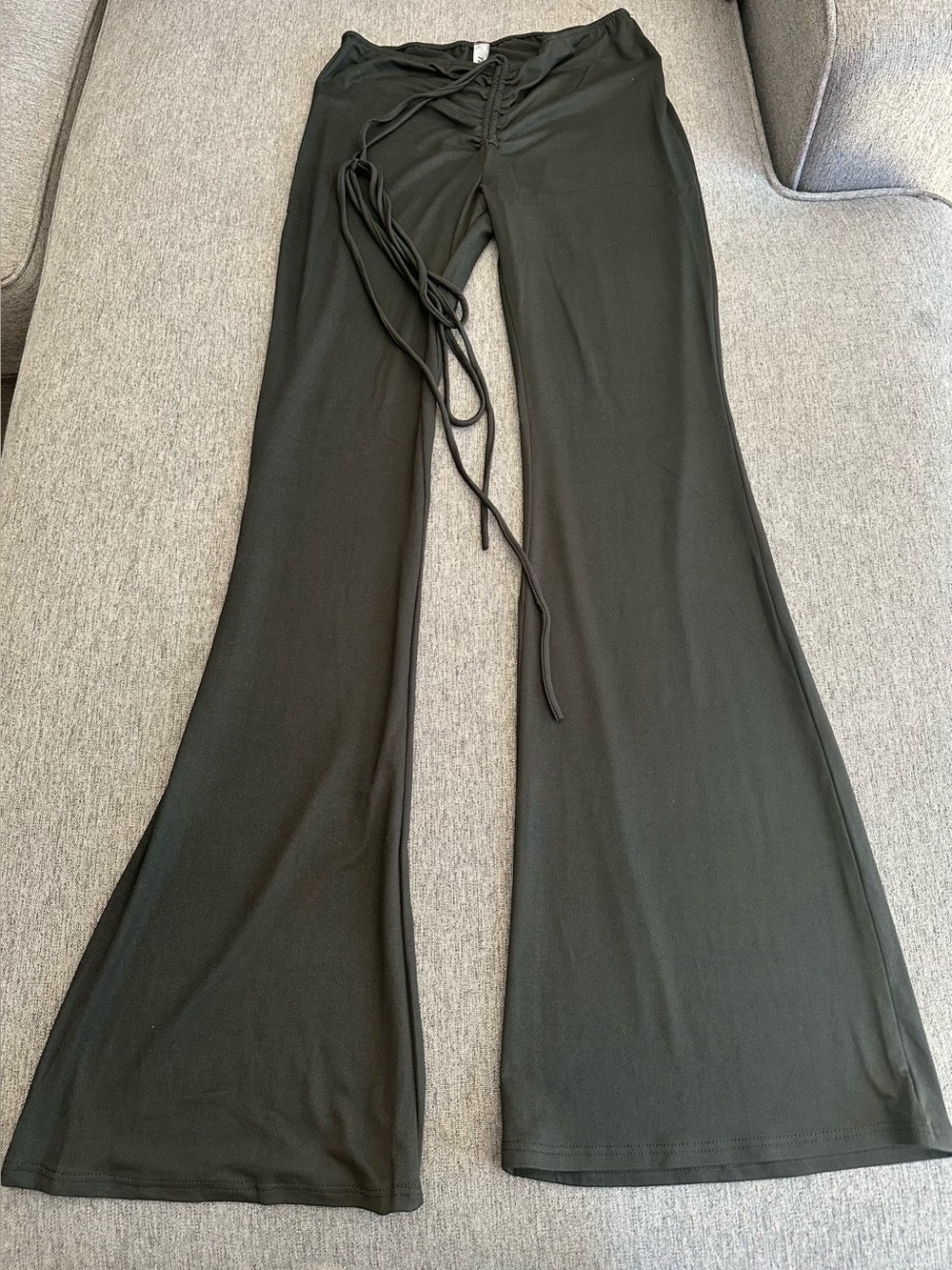 Black Lace-Up Flared Women's Pants